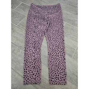 Zyia Fit n‎ Free Leopard Print Athleisure Leggings Women's Size 6-8 Lilac Black